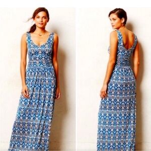Anthropologie Maxi dress, blue, orange and white